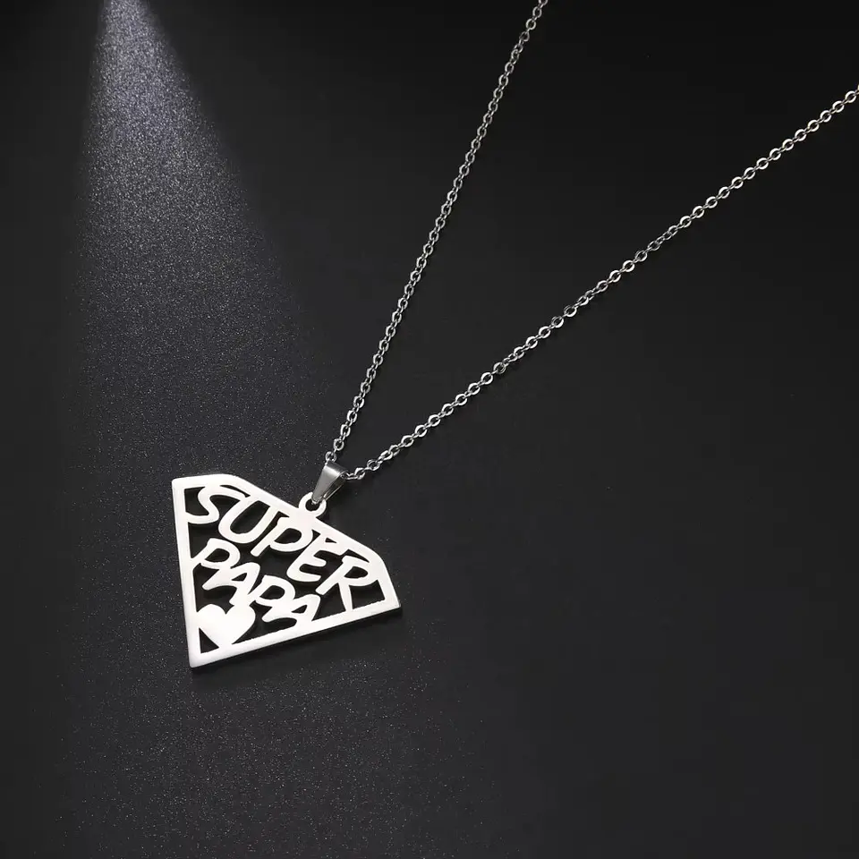 Collar Super Papa Acero Plateado 5
