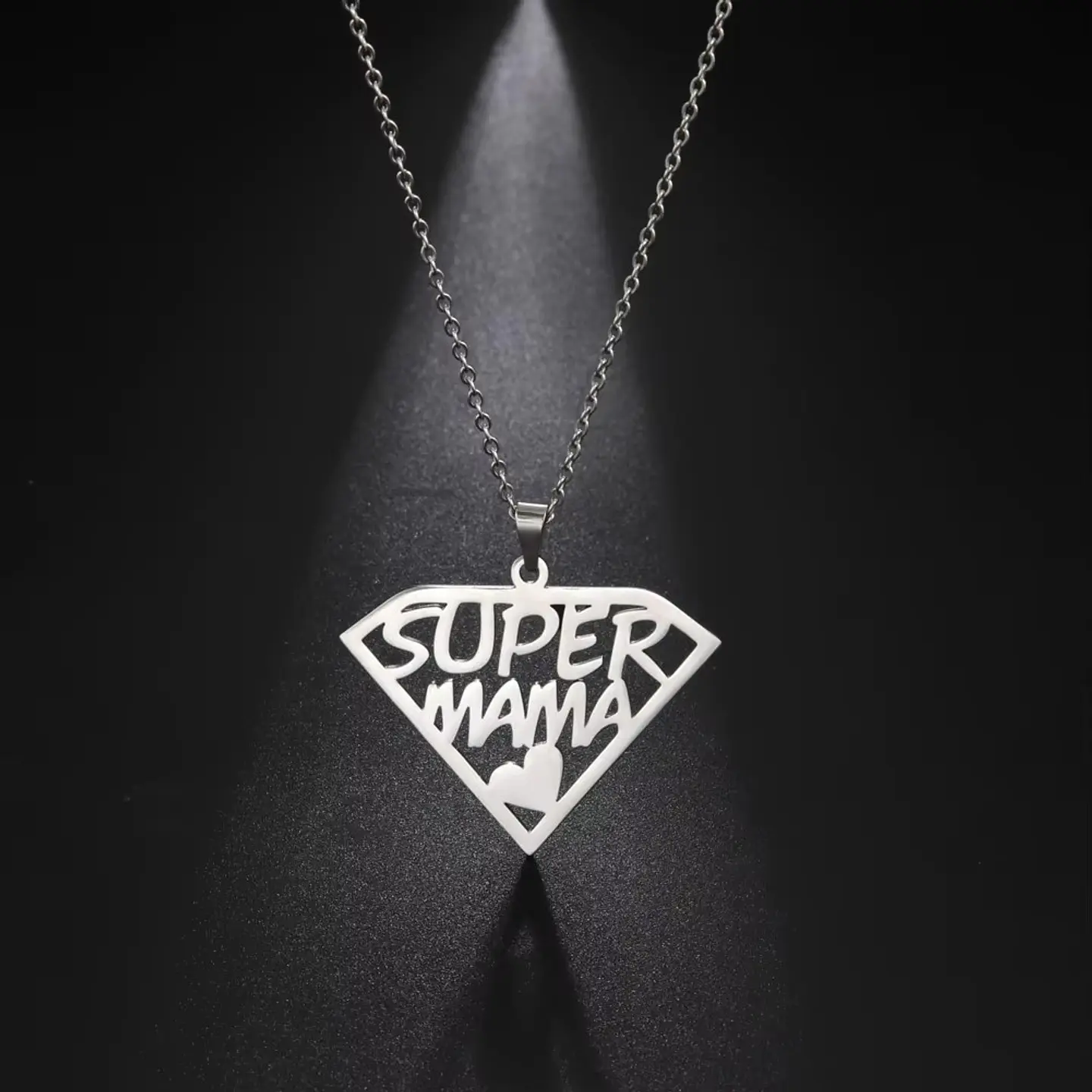 Collar Super Mama Acero Plateado 3