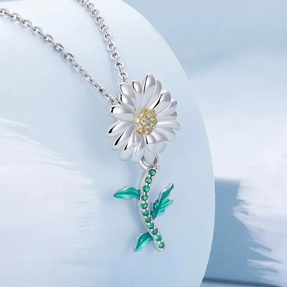 Charm Dije Plata 925 Margarita Daisy Flower 5