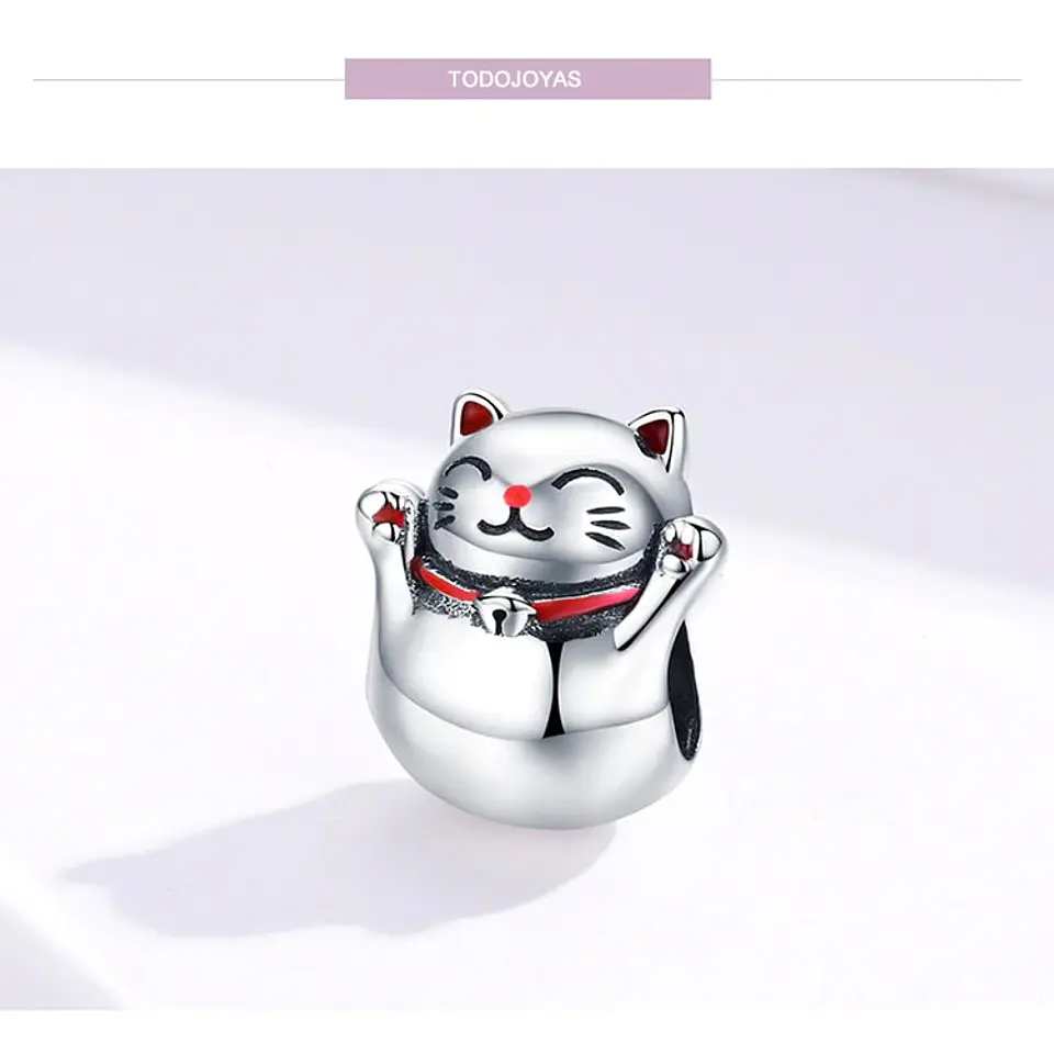 Charm Dije Plata 925 Gato Maneki Neko 3