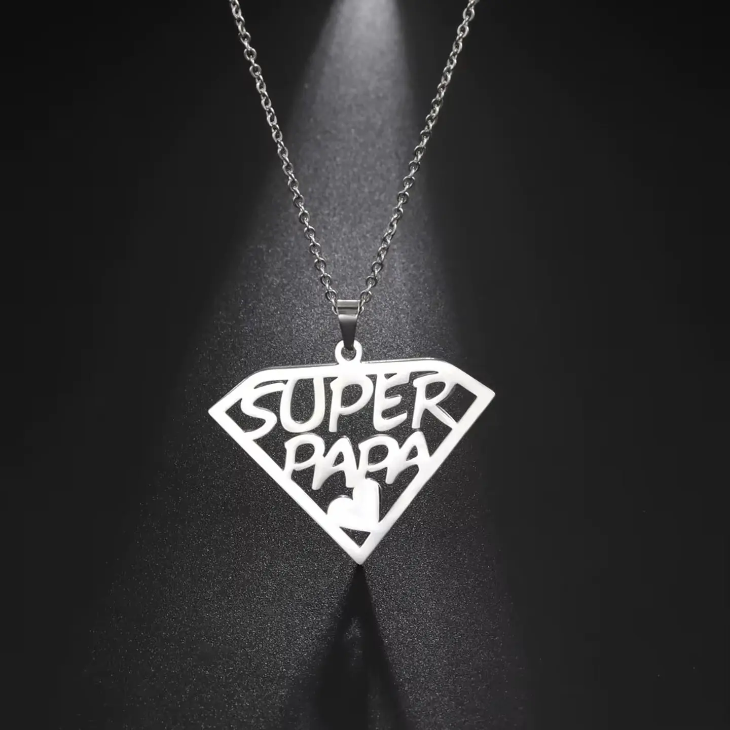 Collar Super Papa Acero Plateado 6