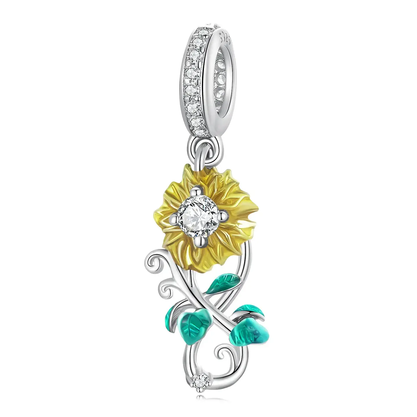 Charm Dije Plata 925 Flor Girasol Infinito  1
