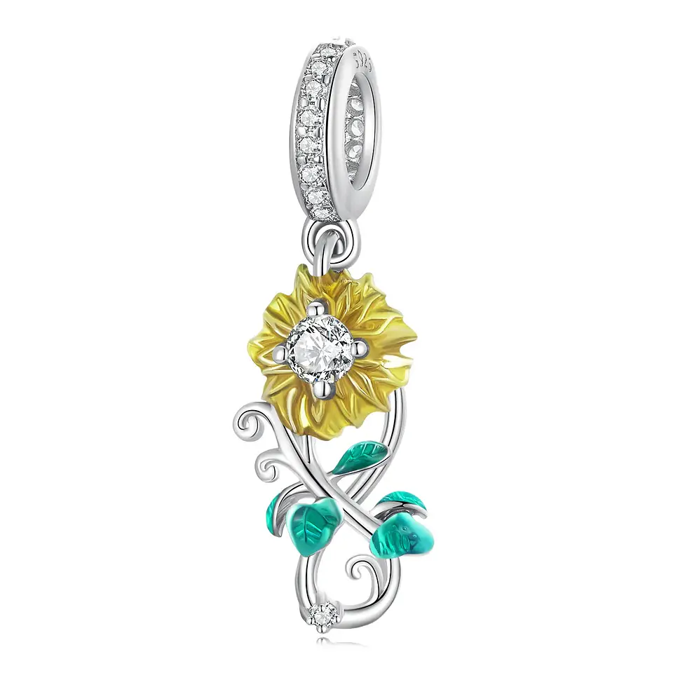 Charm Dije Plata 925 Flor Girasol Infinito  1