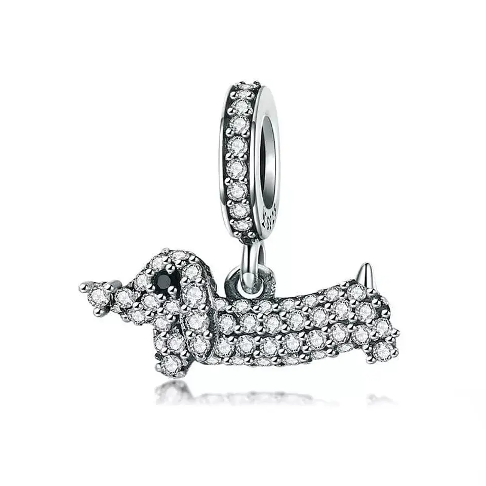 Charm Dije Plata 925 Mini Perro Dachshund 1
