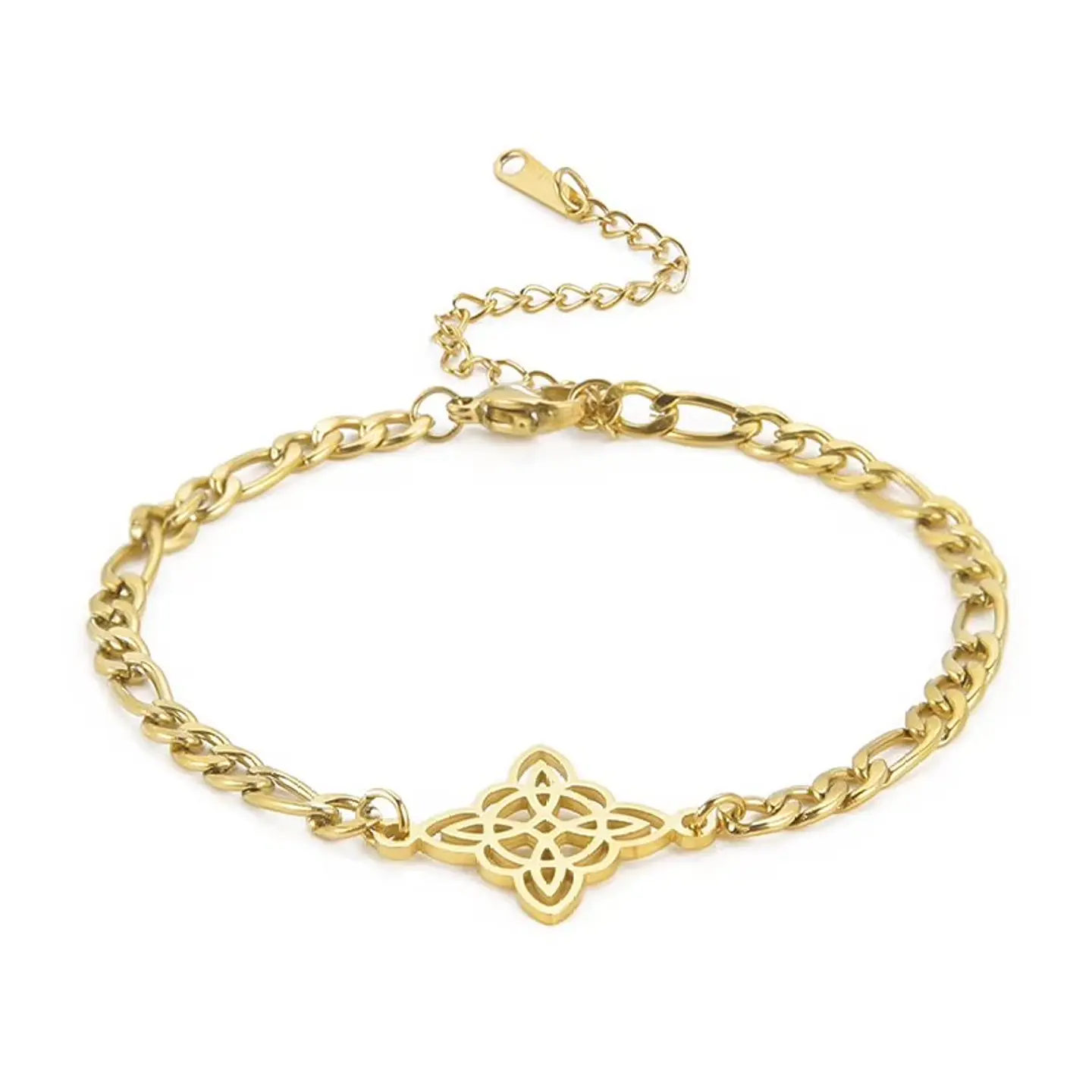 Pulsera Nudo de Bruja Celta Figaro Dorada Acero 1