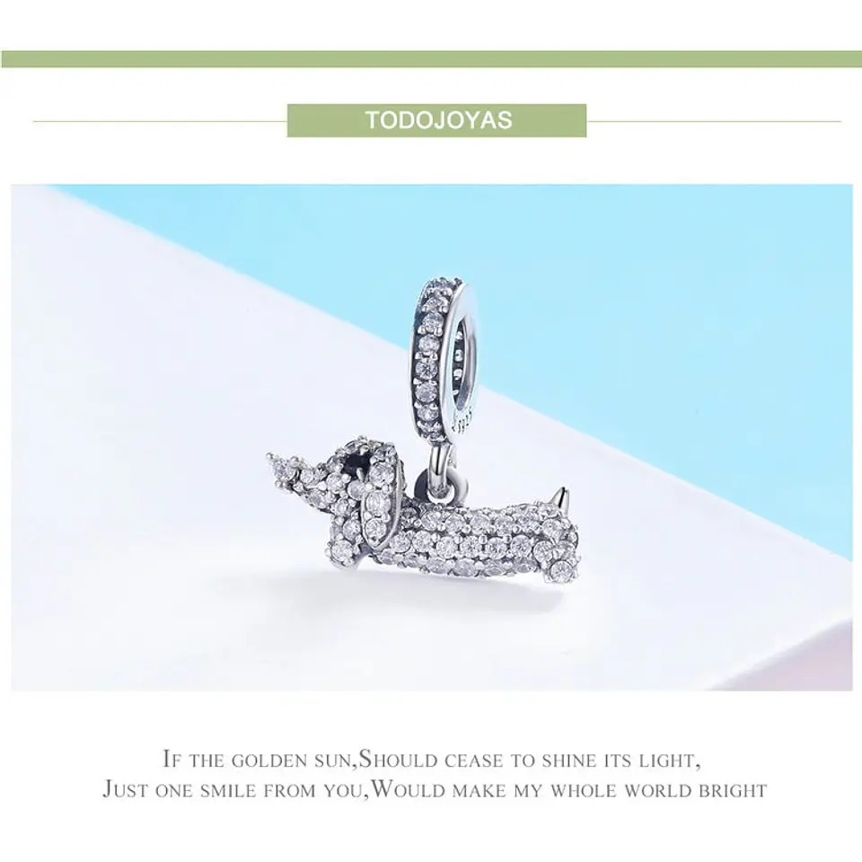 Charm Dije Plata 925 Mini Perro Dachshund 3