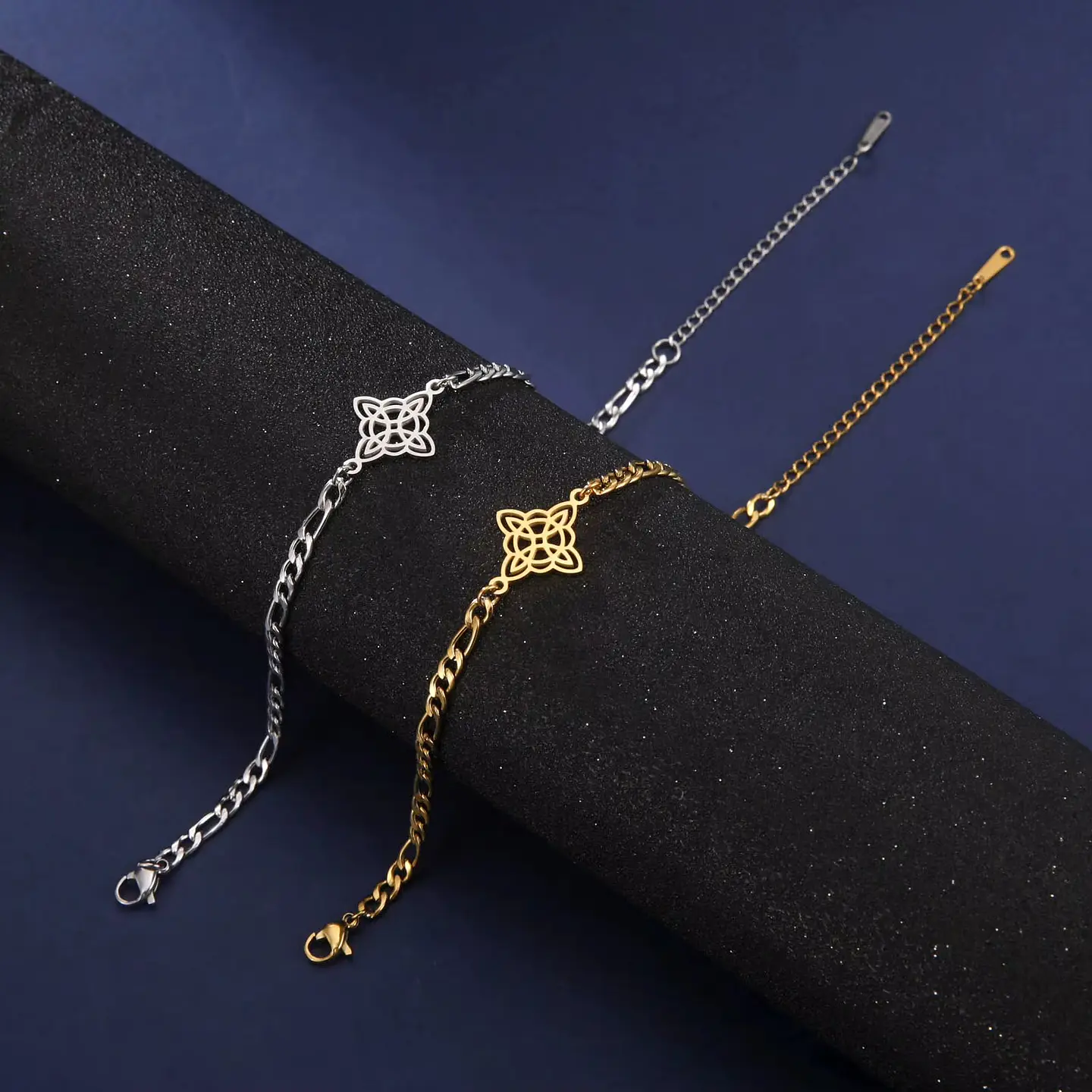 Pulsera Nudo de Bruja Celta Fígaro Plateada Acero 4