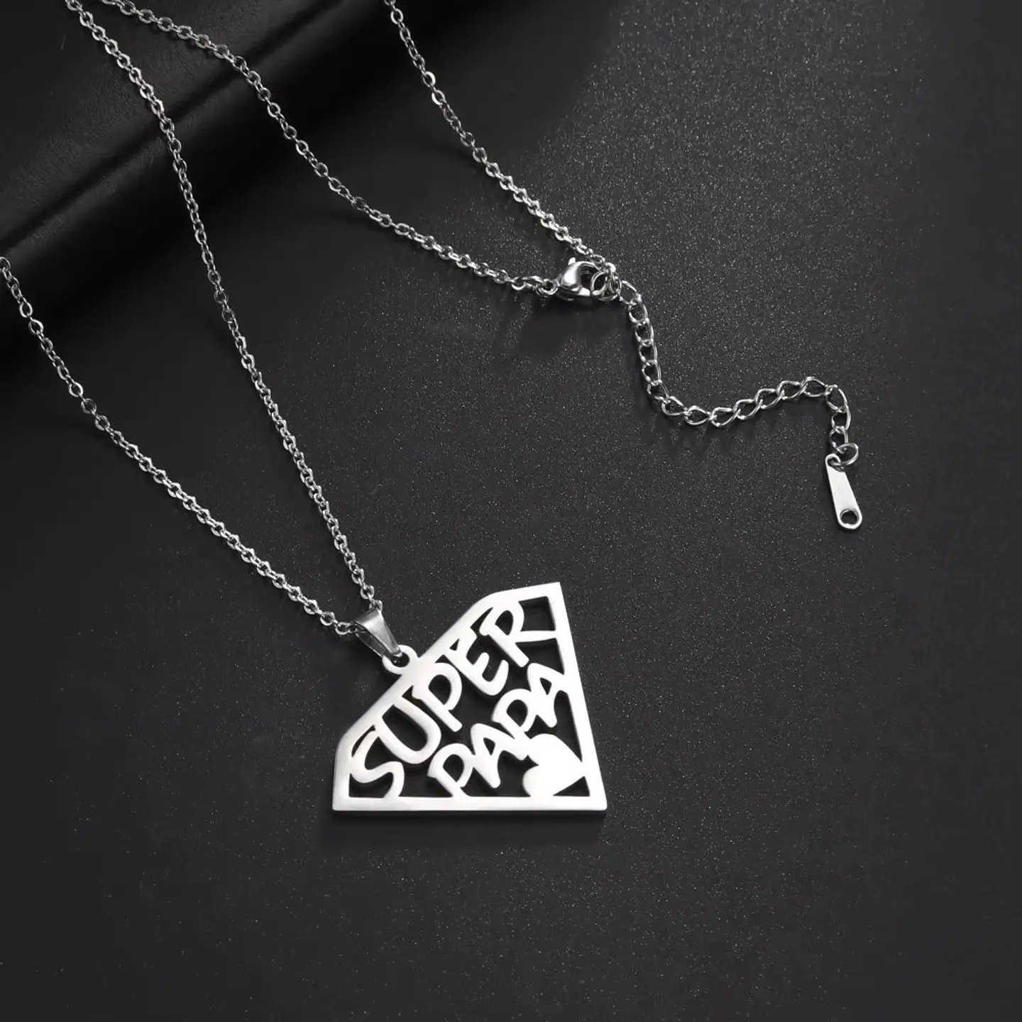 Collar Super Papa Acero Plateado 9
