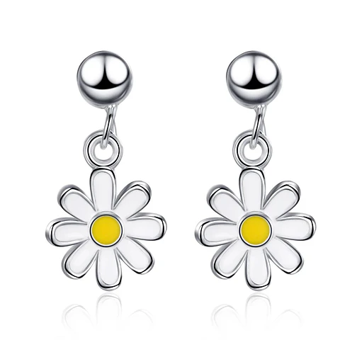 Aros Flor Margarita Plateados