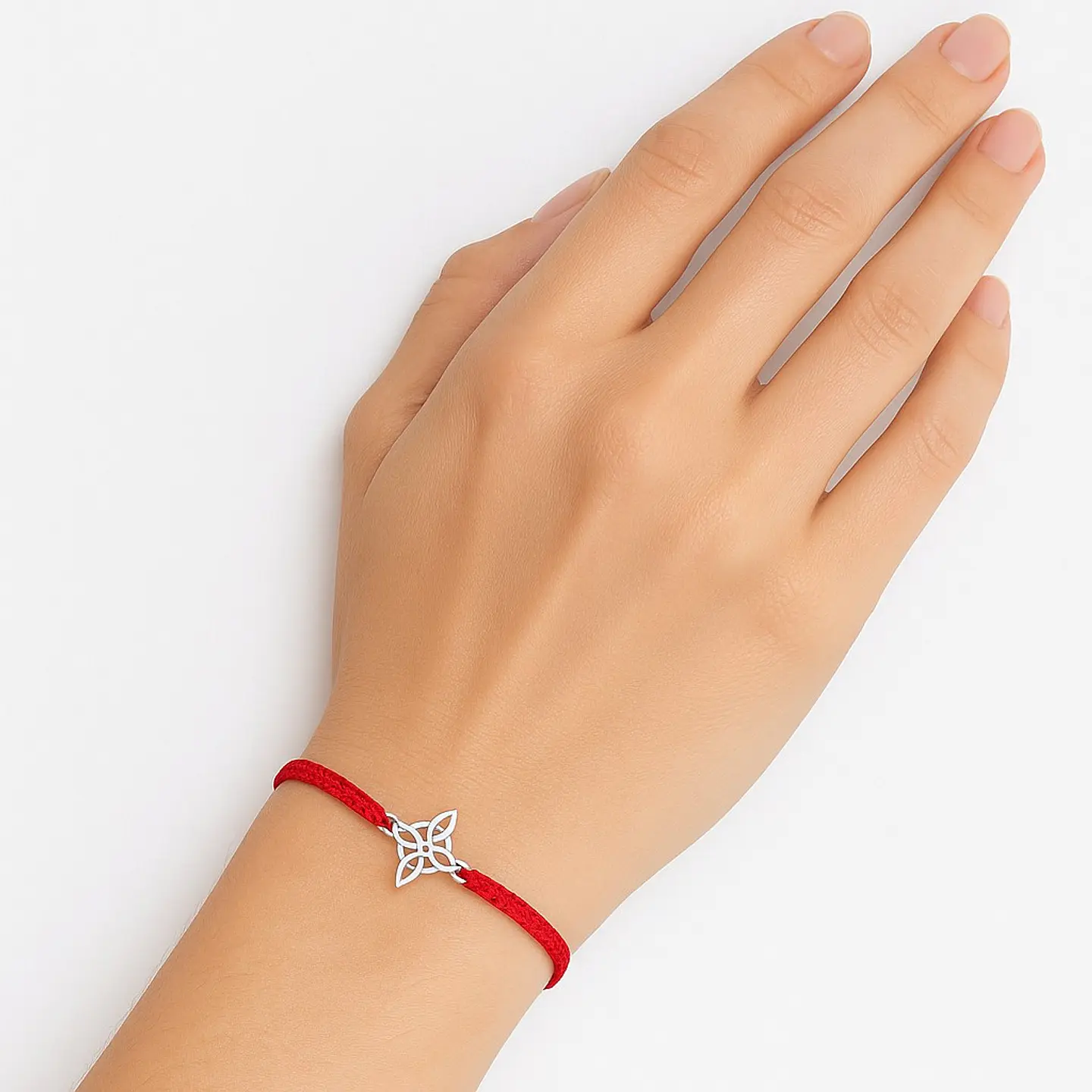 Pulsera Plata 925 Nudo de Bruja Hilo Rojo Trenzado 2