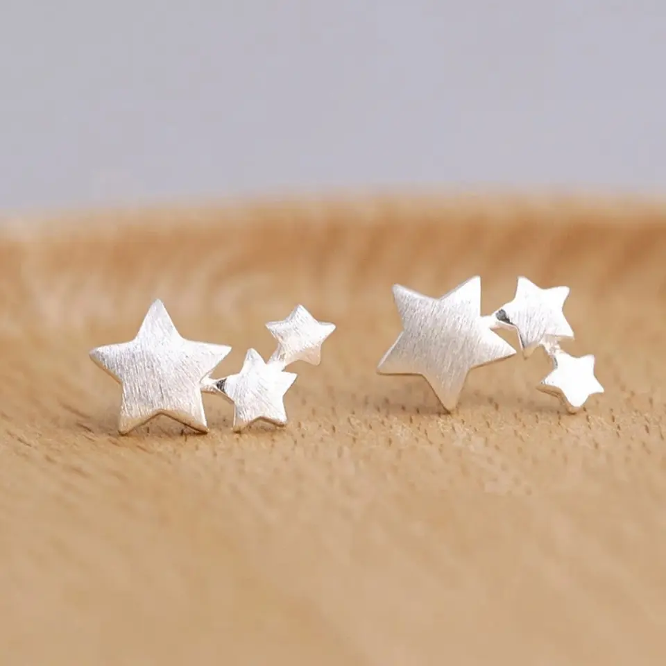 Aros Triple Estrella Plateada 3