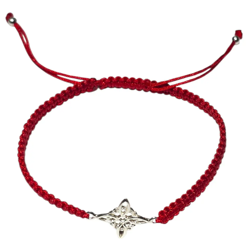 Pulsera Plata 925 Nudo de Bruja Hilo Rojo Trenzado 3