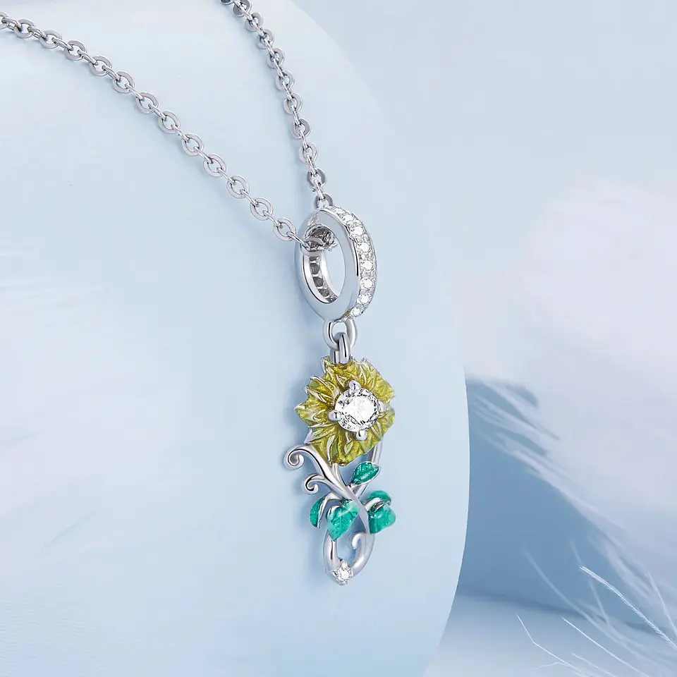Charm Dije Plata 925 Flor Girasol Infinito  5