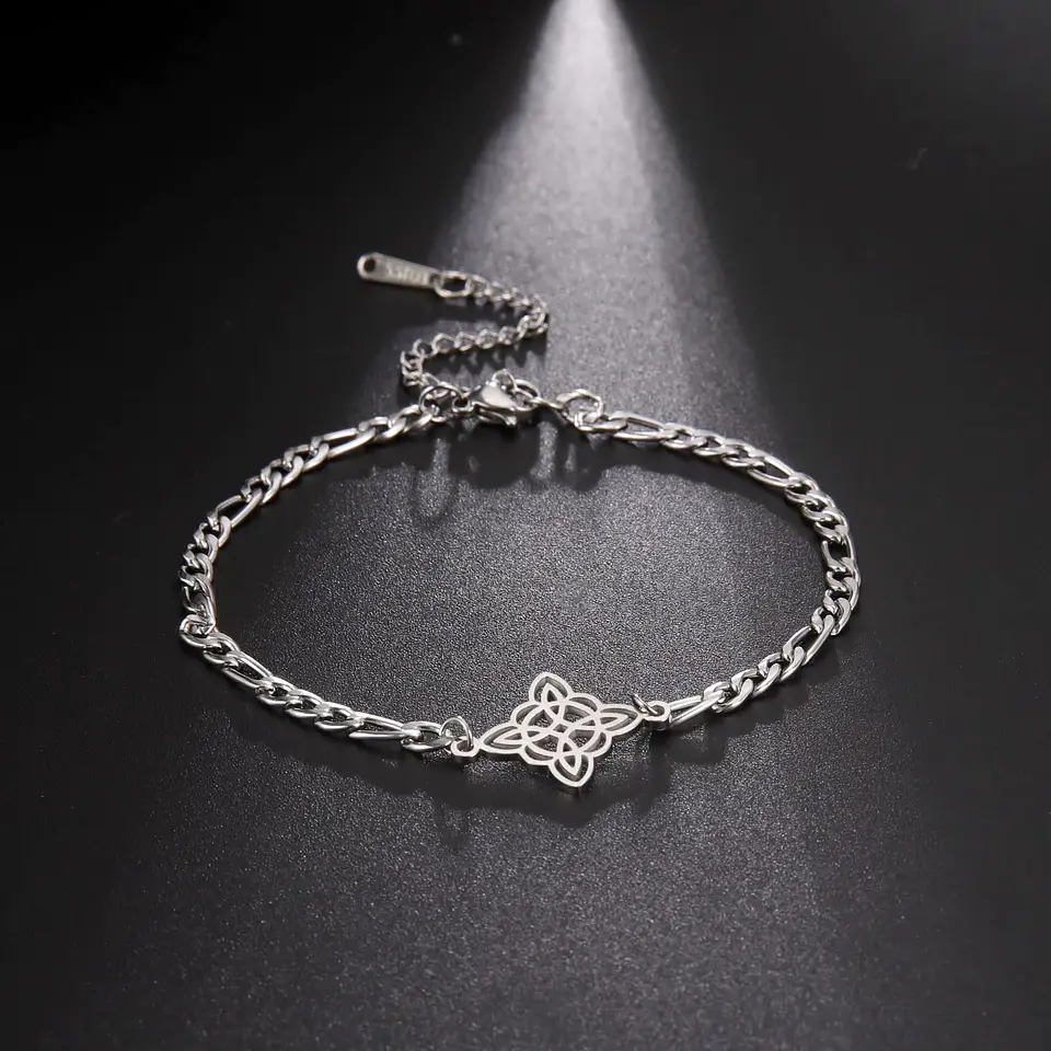 Pulsera Nudo de Bruja Celta Fígaro Plateada Acero 6