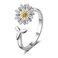 Anillo Flor Margarita Ajustable Plateado - Miniatura 1