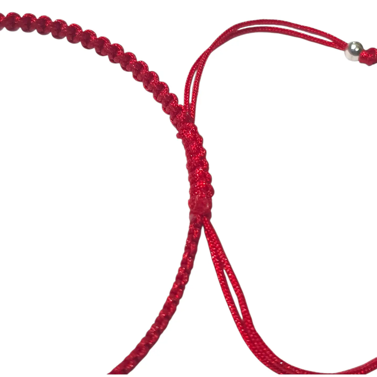 Pulsera Plata 925 San Benito Hilo Rojo Bolitas Trenzado 4