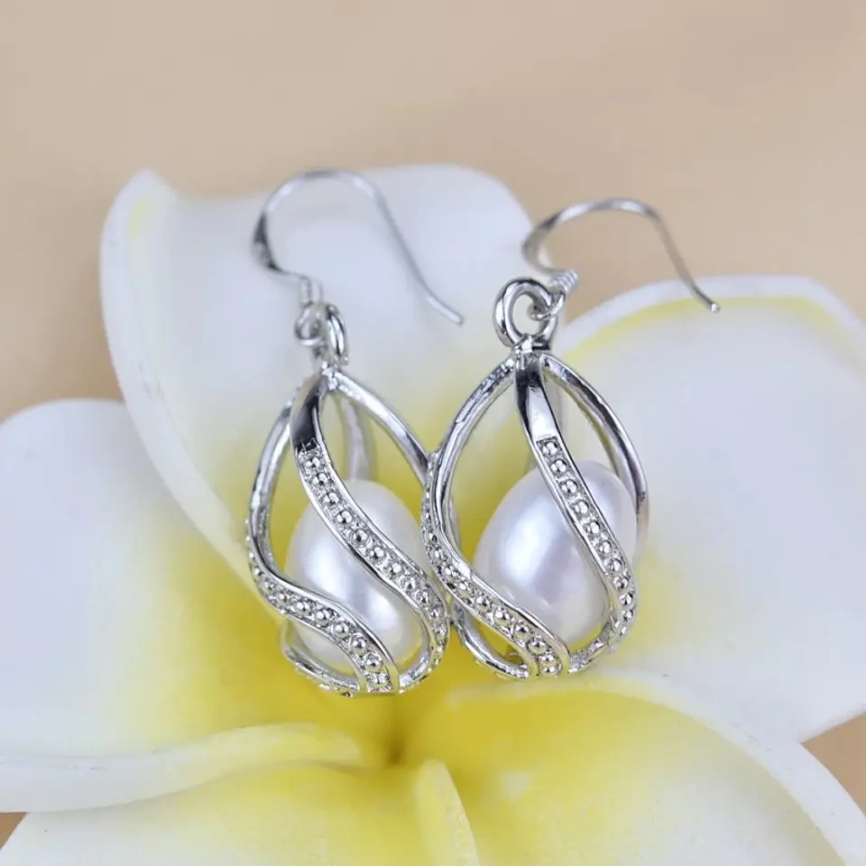 Aros Plata 925 Perla Cultivada Gota 3