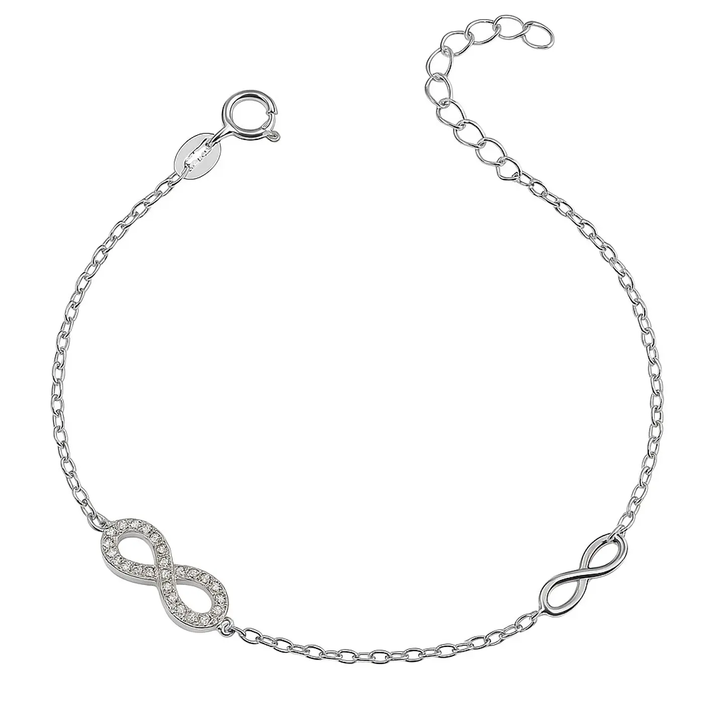 Pulsera Plata 925 Dos Infinitos y Circones 1