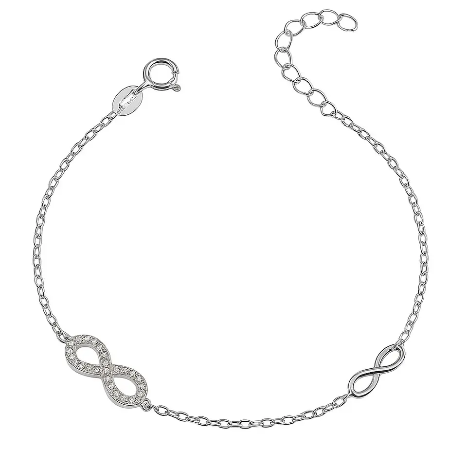 Pulsera Plata 925 Dos Infinitos y Circones 1
