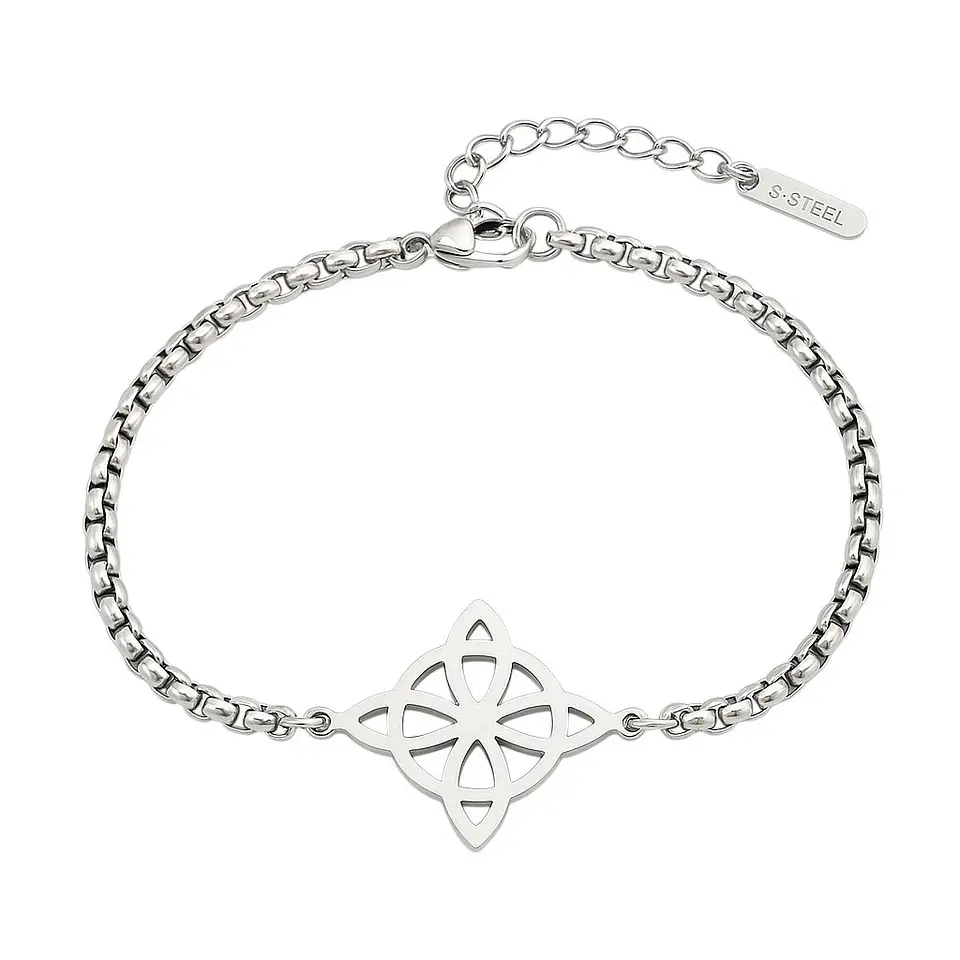 Pulsera Nudo de Bruja Celta Plateada Acero MD1125 1