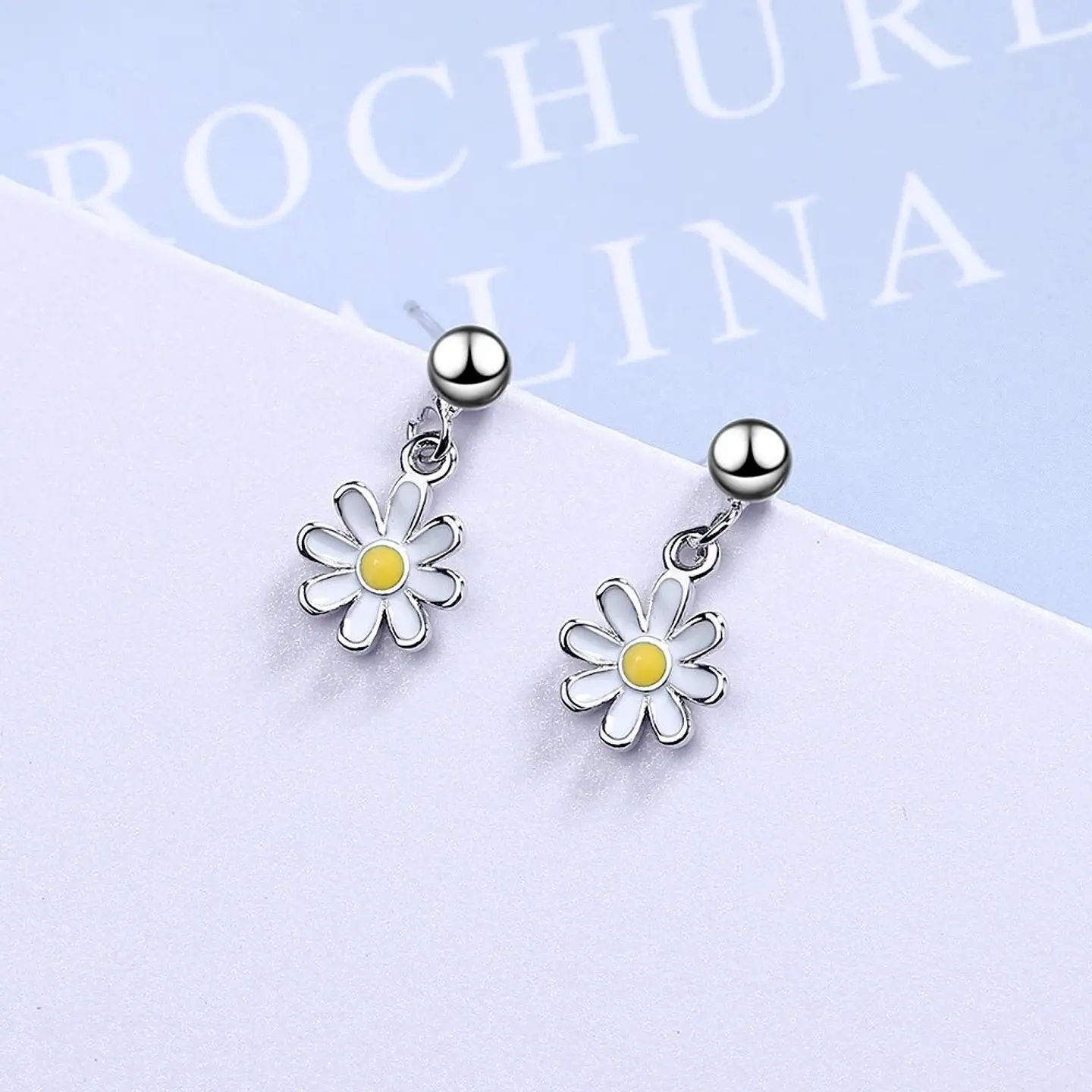 Aros Flor Margarita Plateados 7