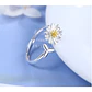 Anillo Flor Margarita Ajustable Plateado - Miniatura 5