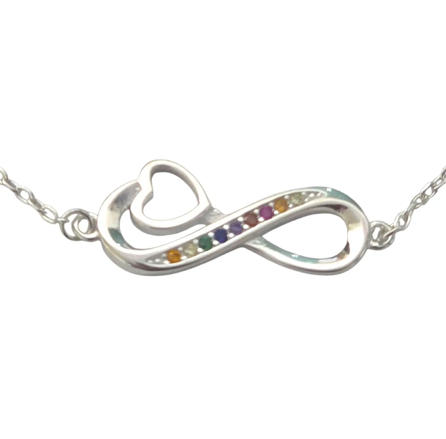 Pulsera Plata 925 Infinito Corazón y Circones Colores 2