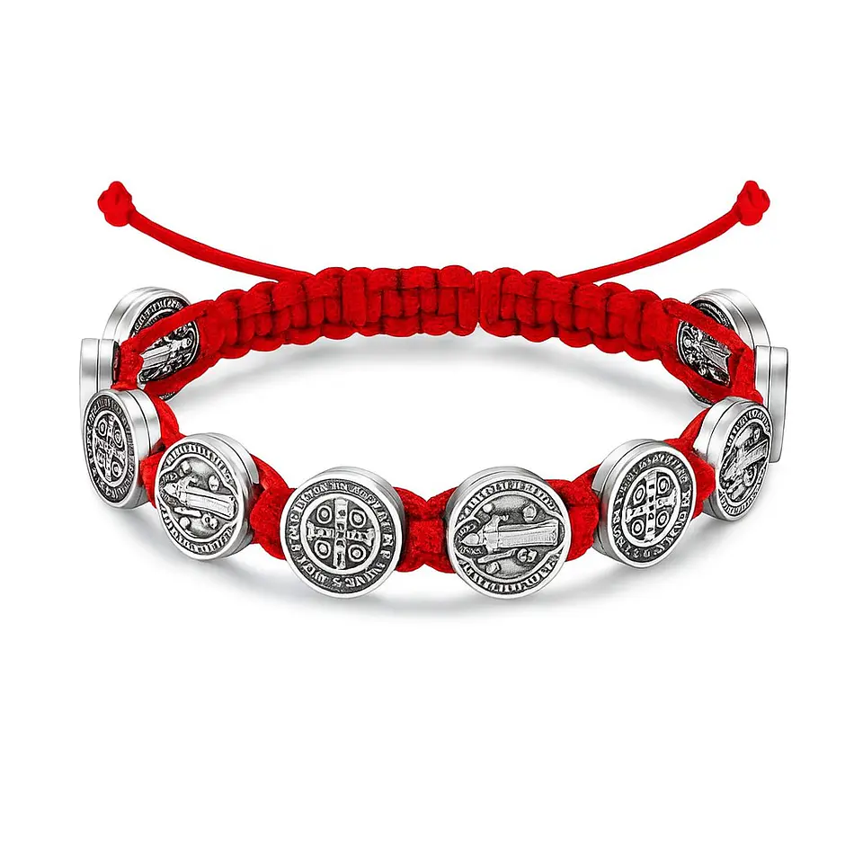 Pulsera Hilo Rojo San Benito Protector 10 Medallas MD1127 1