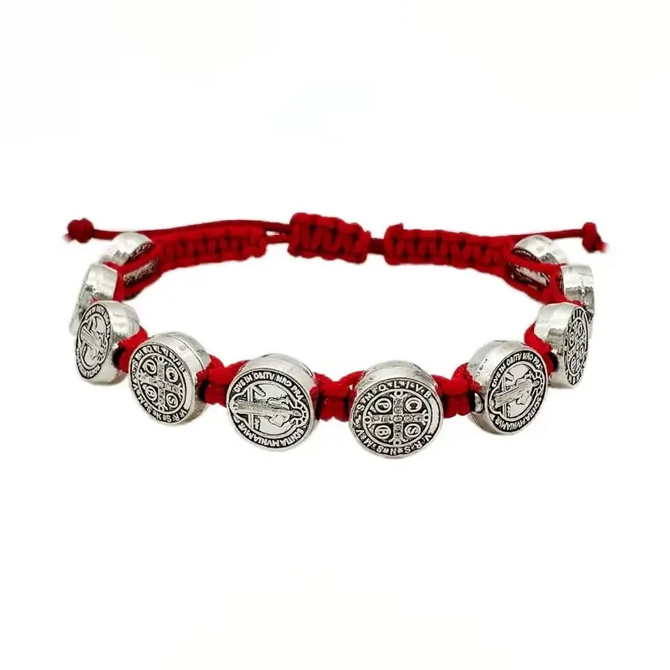 Pulsera Hilo Rojo San Benito Protector 10 Medallas MD1127 2