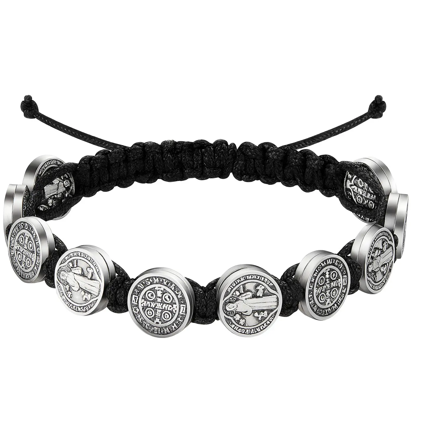 Pulsera Hilo Negro San Benito Protector 10 Medallas MD1128 1