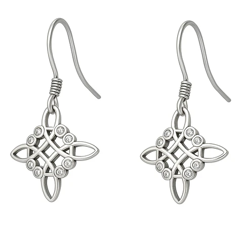 Aros Plata 925 Nudo de Bruja Celta y Circones