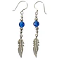 Aros Plata 925 Pluma y Cristal Azul Colgante - Miniatura 4