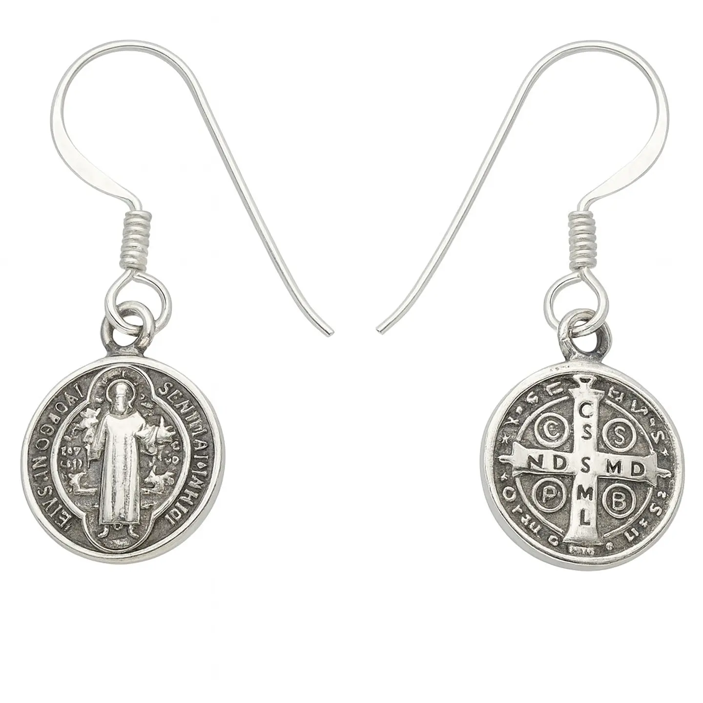 Aros Plata 925 Colgante San Benito Protector Medalla 3