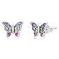 Aros Plata 925 Mini Mariposa Multicolor - Miniatura 1