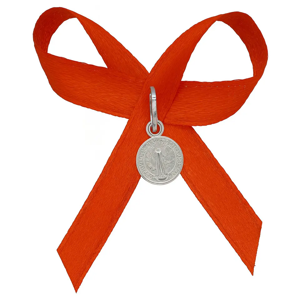 Medalla Plata 925 San Benito Bebe Cinta Roja 1