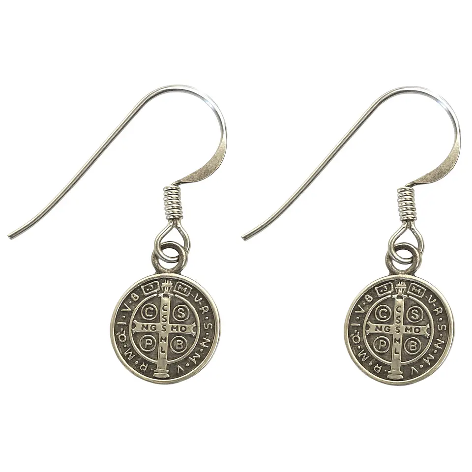Aros Plata 925 Colgante San Benito Protector Medalla 6