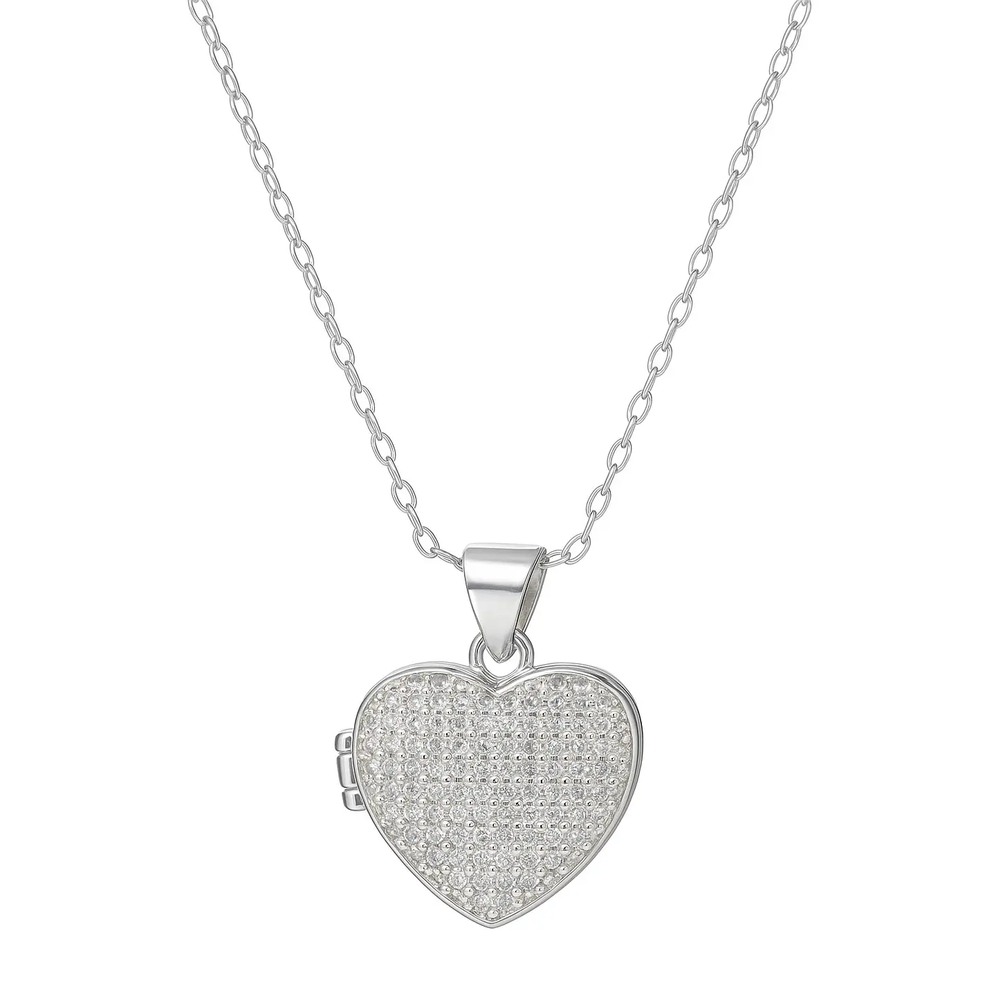 Collar Relicario Plata 925 Corazón Con Circones 1