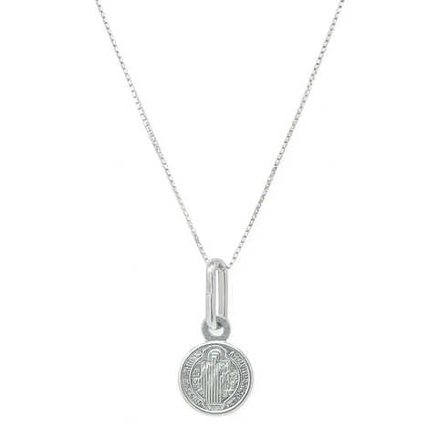 Collar Medalla Plata 925 San Benito Protector Niños
