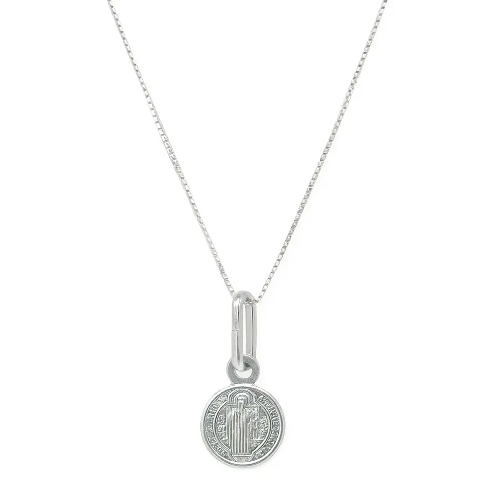 Collar Medalla Plata 925 San Benito Protector Niños 1