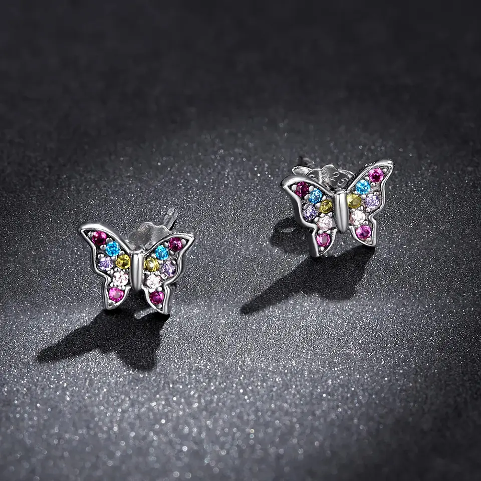 Aros Plata 925 Mini Mariposa Multicolor 7