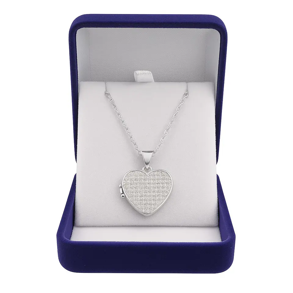 Collar Relicario Plata 925 Corazón Con Circones 6