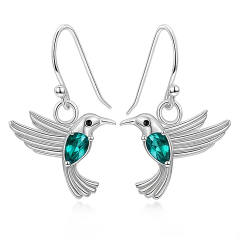 Aros Colgate Colibrí Ave Cristal Verde