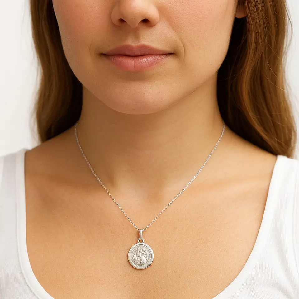 Collar Medalla Plata 925 Virgen Del Carmen Milagrosa 6
