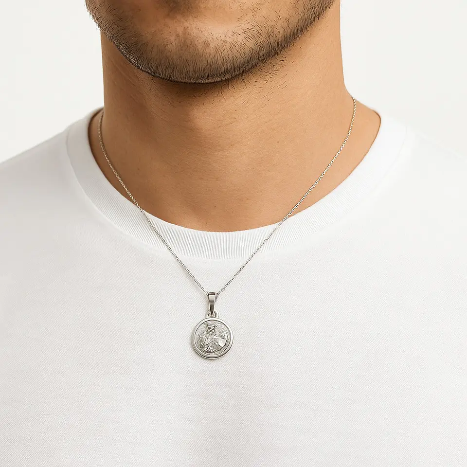 Collar Medalla Plata 925 Virgen Del Carmen Milagrosa 7