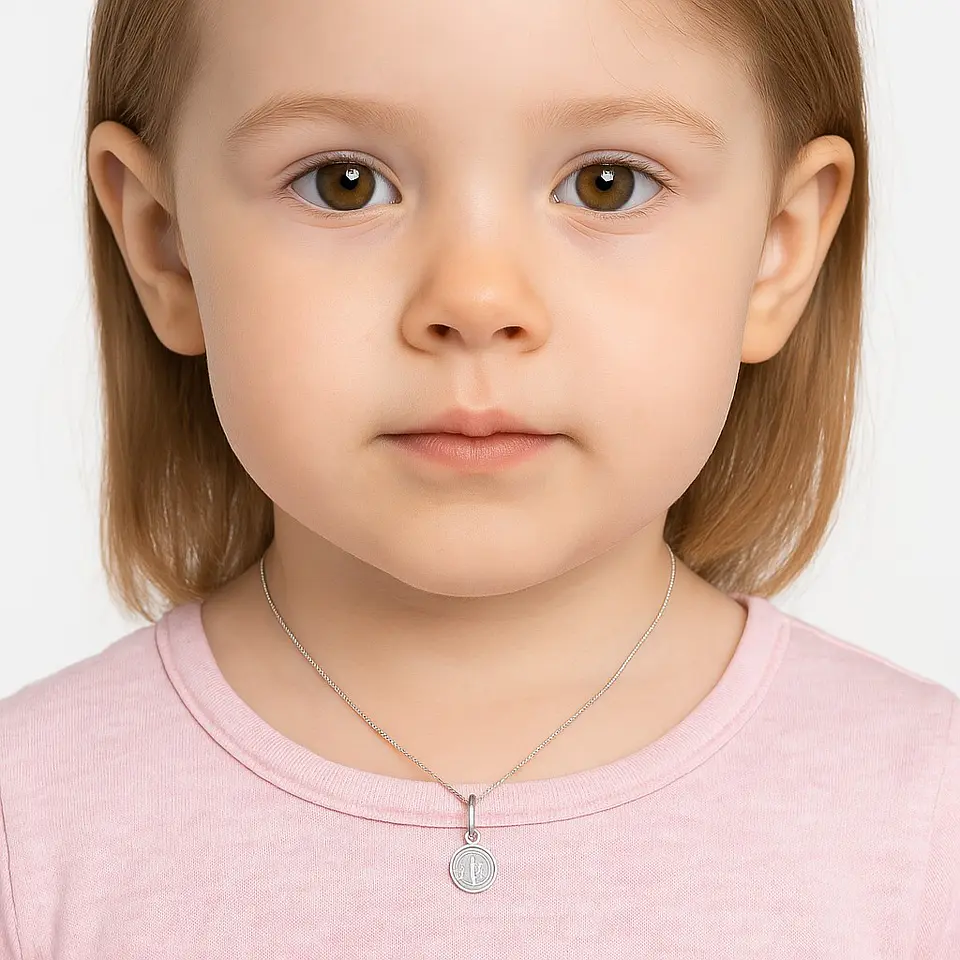 Collar Medalla Plata 925 San Benito Protector Niños 6