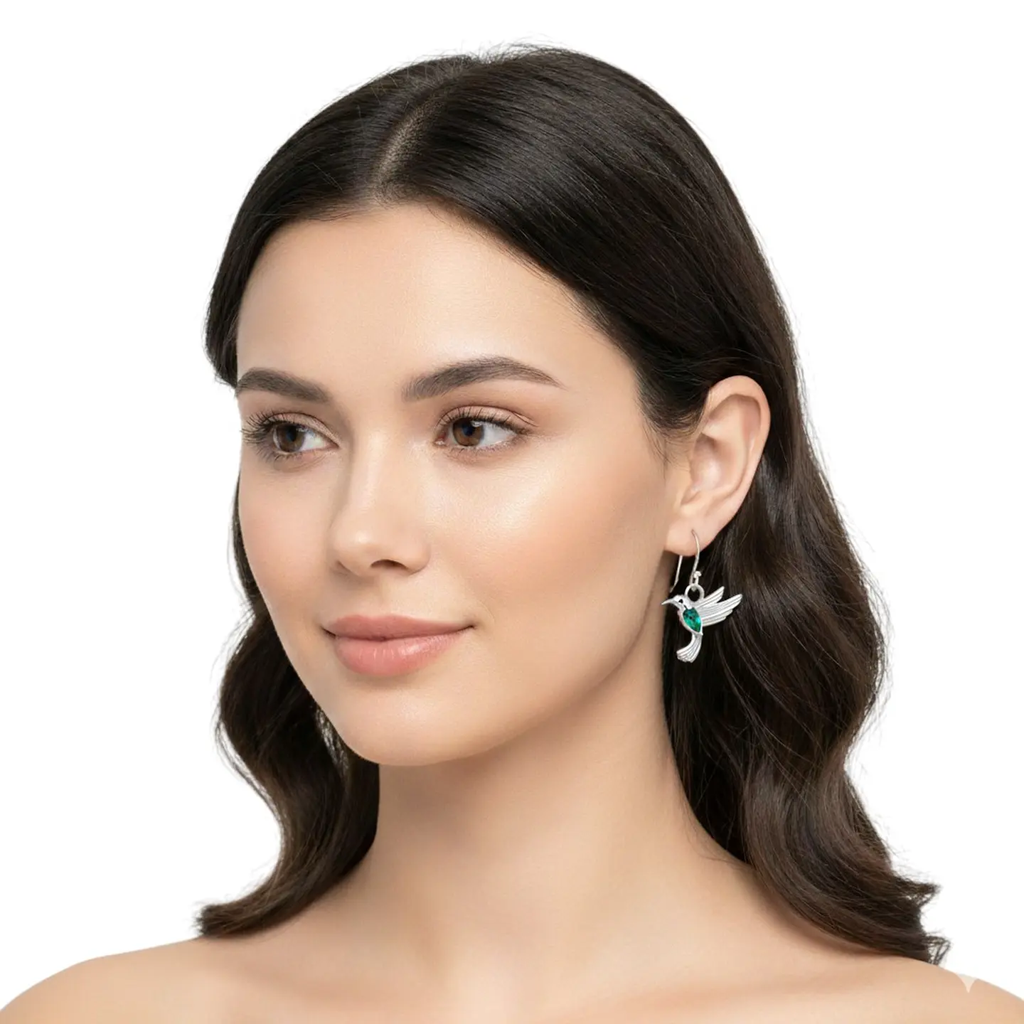 Aros Colgate Colibrí Ave Cristal Verde 4