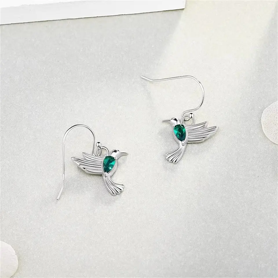 Aros Colgate Colibrí Ave Cristal Verde 5