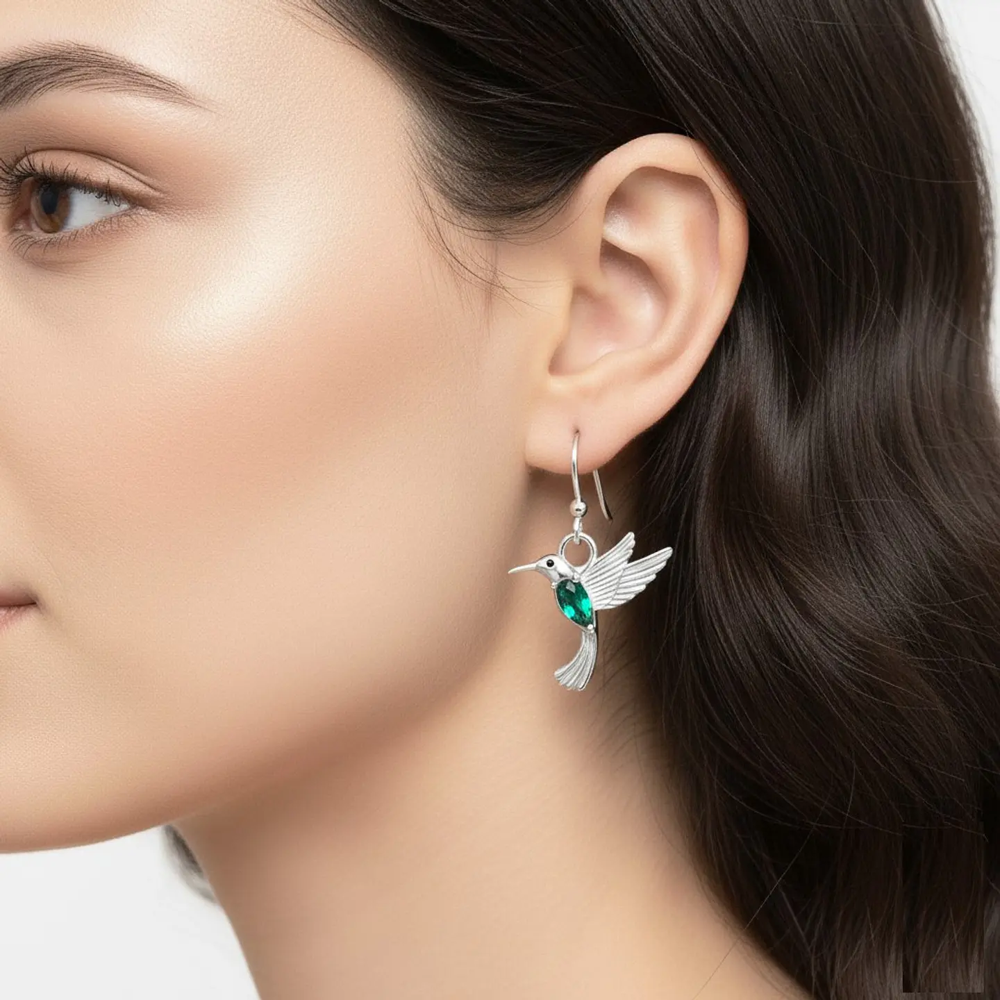 Aros Colgate Colibrí Ave Cristal Verde 6
