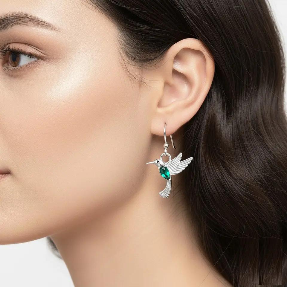 Aros Colgate Colibrí Ave Cristal Verde 6