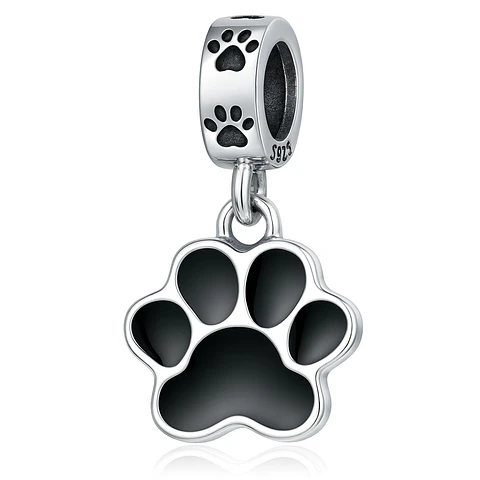 Charm Dije Colgante Plata 925 Patita Mascota Negra